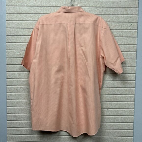 L.L.Bean Men’s L Salmon Gingham Short Sleeve Button-Up Shirt Classic Fit - Picture 2 of 7
